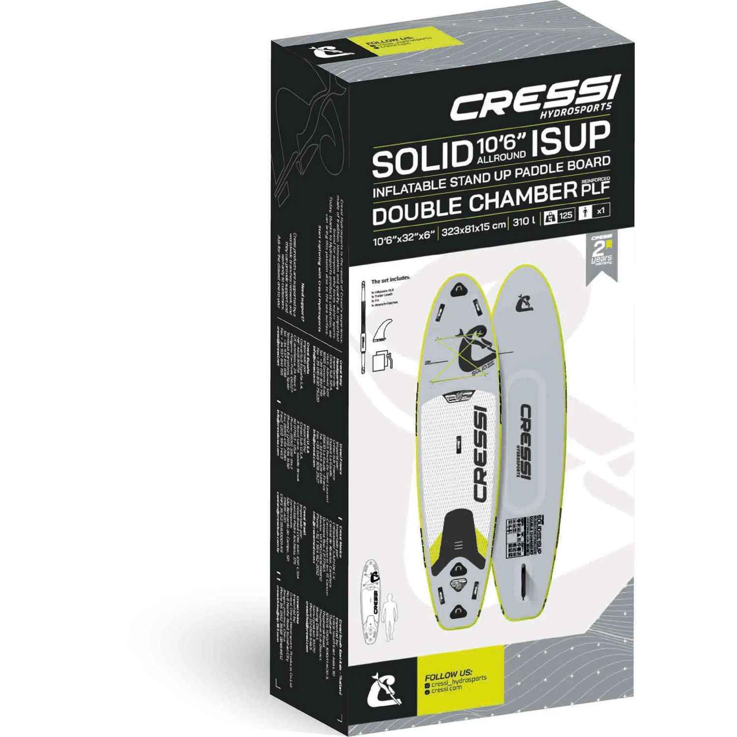 Cressi 10'6" Solid Centre ISup- Grey/Fluo - Image 4