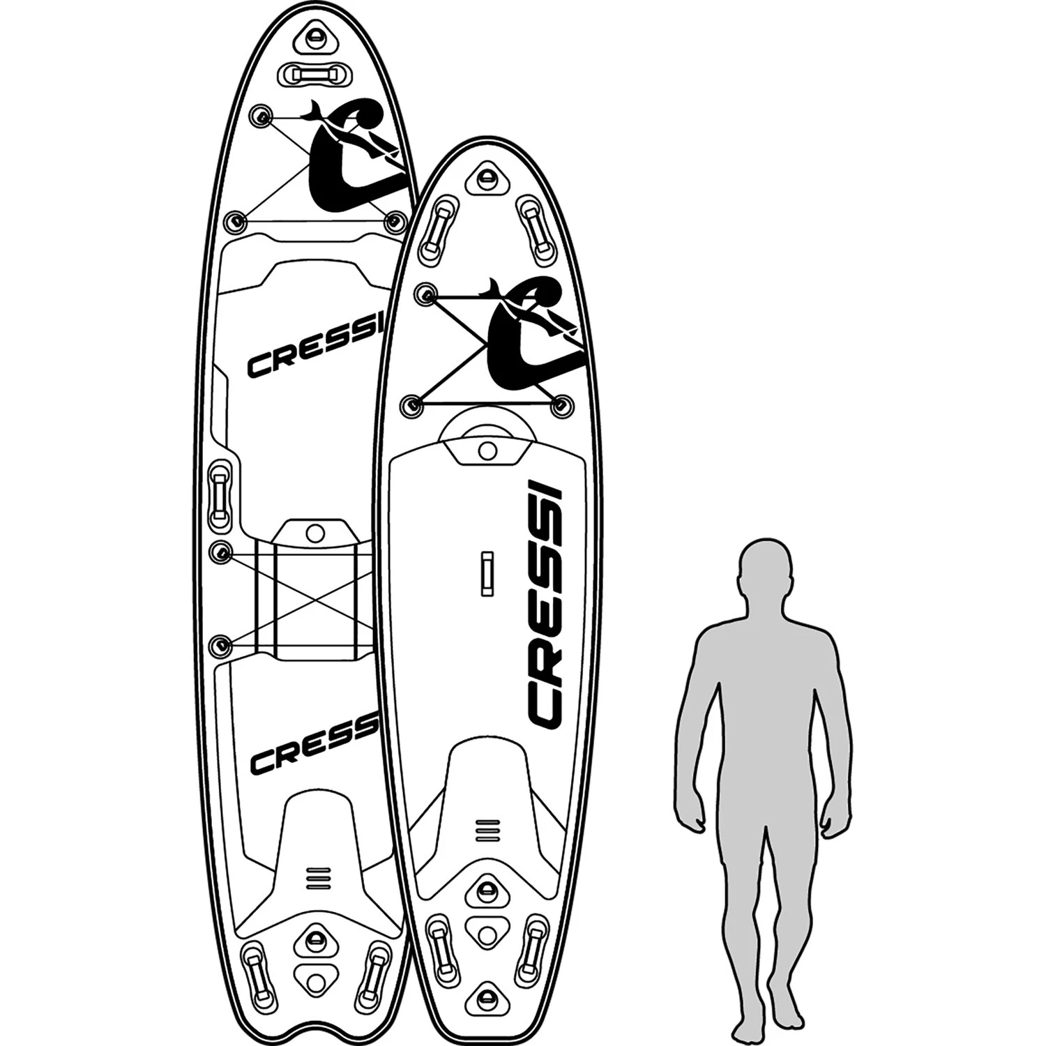 Cressi 10'6" Solid Centre ISup- Grey/Fluo - Image 3