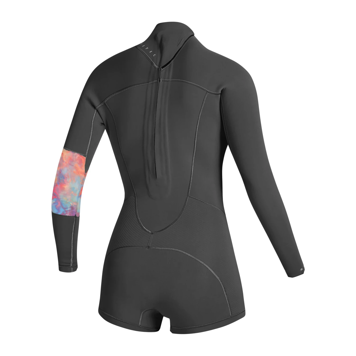 Mystic Womens Lunar 2/2mm Back-Zip Longarm Shorty Wetsuit - Dark Grey - Image 2
