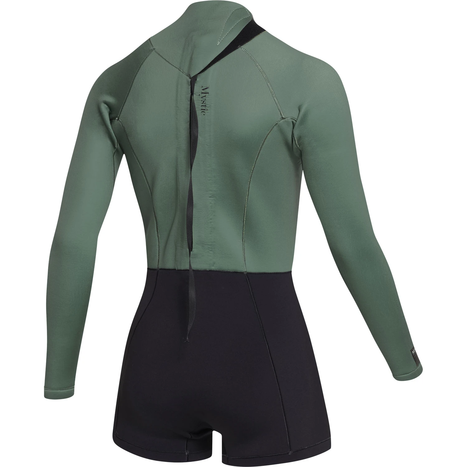 Mystic Womens Lunar 2/2mm Back-Zip Longarm Shorty Wetsuit - Olive - Image 2