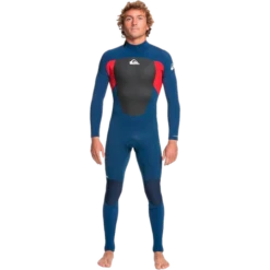 Quiksilver 3/2mm Prologue Flatlock Back Zip Blue Red